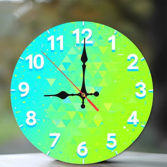 Geometric Triangle Wall Clock Modern Home Decor 10-Inch Silent Wooden Wall Clock, Battery Operated (AA Batteries Not Included), Artistic Home Decor