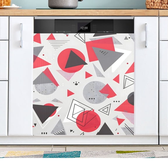 Geometric Triangle and Line Dishwasher Magnetic Refrigerator Magnet Cover Kitchen Art Panel Decal Sticker Home Decorative 23"x26"
