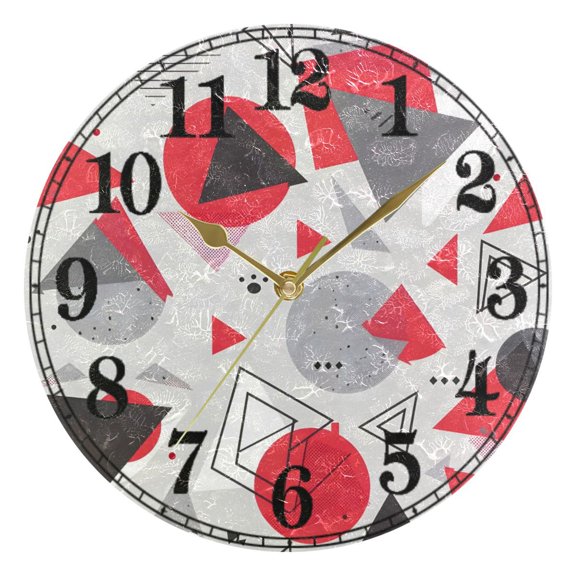 Geometric Triangle and Line Silent Wall Clock 10" Non-Ticking Battery Clock