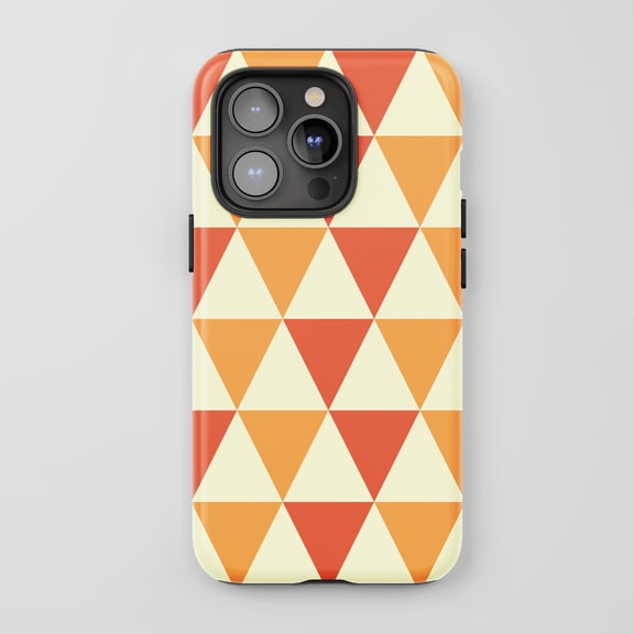 Geometric Triangles For All iPhone Series Tough Phone Case Retro Orange Cream