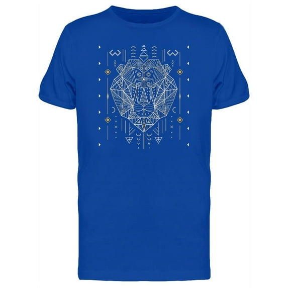 Geometric Tribal Art Lion Head T-Shirt Men -Image by Shutterstock, Male Medium