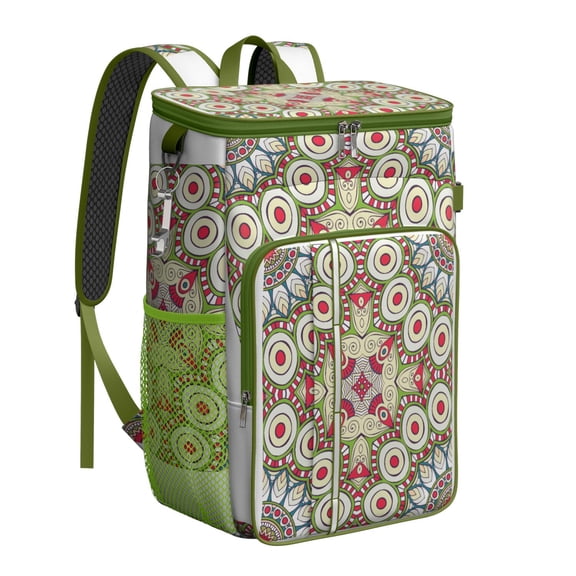 Geometric Tribal Boho Mandala Cooler Backpack - 20L Leakproof Soft Cooler Bag for Beach, Camping & Hiking
