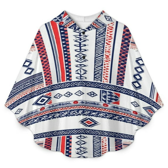 Geometric Tribal Textile Pattern Design Blanket Oversized Wearable Hooded Blanket Warm Throw Blanket Buttons Sweatshirt For Women Men Teens Flannel