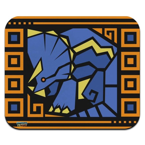 Geometric Triceratops Dinosaur Aztec Mayan Style Low Profile Thin Mouse Pad Mousepad