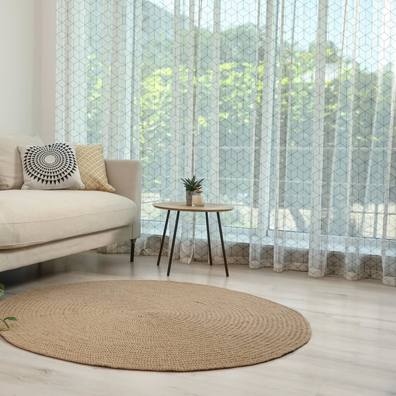 Geometric Tulle Curtains with Rod Pocket, Abstract Line Image Shapes Triangles Hexagonals Squares Stripes Form, Sheer Drape for Wedding Party 2 Panels, 7 Sizes, Black and White, by Ambesonne