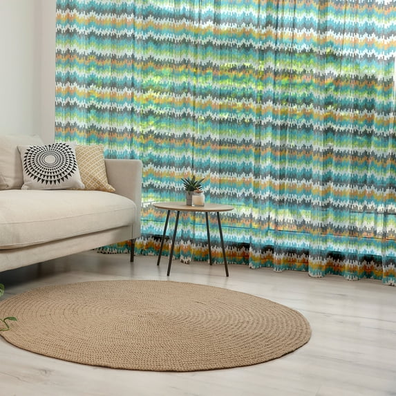 Geometric Tulle Curtains with Rod Pocket, Abstract Trippy Funky Digital Complex Forms Creative Mosaic Technology Motif, Sheer Drape for Wedding Party 2 Panels, 7 Sizes, Multicolor, by Ambesonne