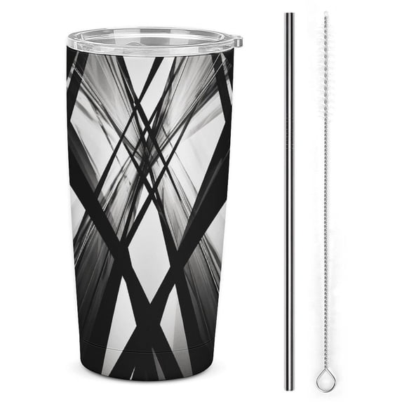 Geometric Tumbler Print 20oz Stainless Steel Coffee Cup with Lid & Straw Double Wall Insulated Tumbler