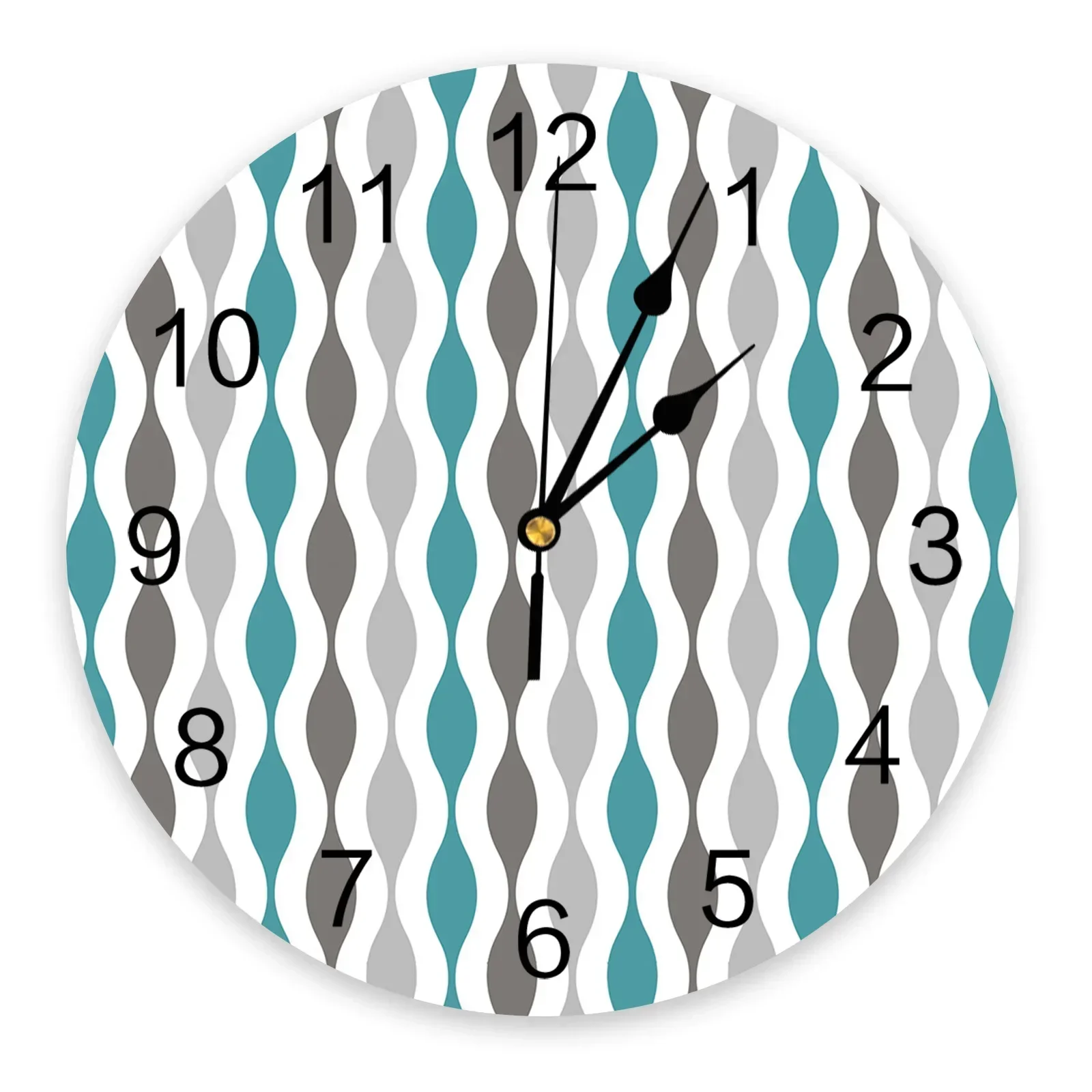 Geometric Turquoise Grey Medieval Print Kitchen Wall Clocks Desktop ...