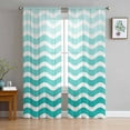 thumbnail image 1 of Geometric Turquoise Ombre Semi Sheer Curtains 72 Inch Length 2 Panels Set,Modern Gradient White Ocean Striped Sheer Kitchen Curtain Voile Window Curtain for Living Room Bedroom Rod Pocket Drapes, 1 of 7