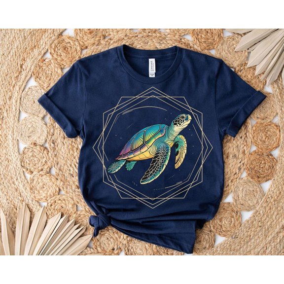 Geometric Turtle T-Shirt: Minimalist Ocean Line Art Design All Size S-5Xl