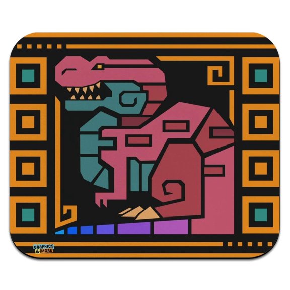 Geometric Tyrannosaurus Rex Dinosaur Aztec Mayan Style Low Profile Thin Mouse Pad Mousepad