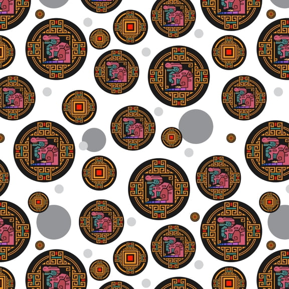 Geometric Tyrannosaurus Rex Dinosaur Aztec Mayan Style Premium Gift Wrap Wrapping Paper Roll