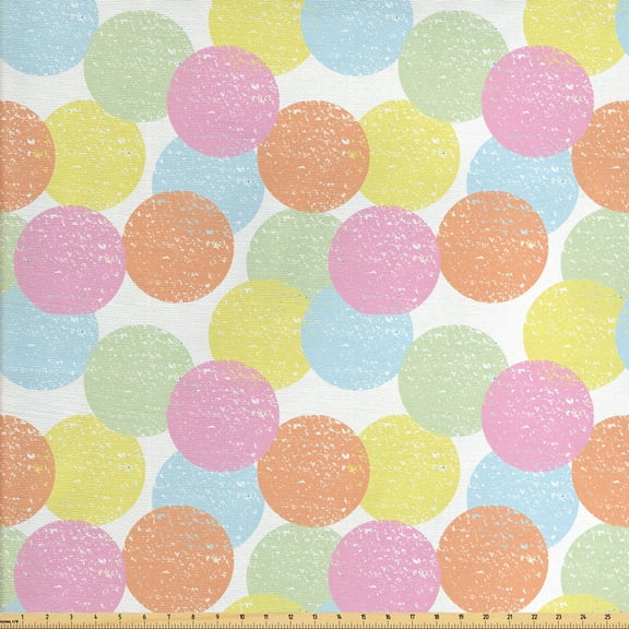Geometric Upholstery Fabric by the Yard, Circular Motifs Pastel Tones Overlapping Circles, Decorative Fabric for DIY and Home Accents, Multicolor by Ambesonne
