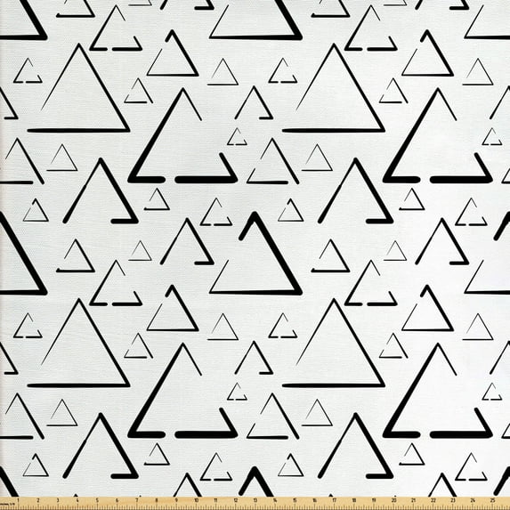 Ambesonne Geometric Fabric by the Yard Upholstery, Monochrome Triangles, 2 Yards, Black White