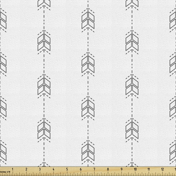 Ambesonne Geometric Fabric by the Yard Upholstery, Simplistic Shapes Lines, 1 Yard, Dimgray and White