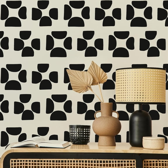 Geometric Wall Decals Vinyl Black Wall Stickers Abstract Art Sticker Modern Stickers Irregular Half Circle Arch Decal Peel and Stick Boho Black Wall Decals for Bedroom Living Room Decor