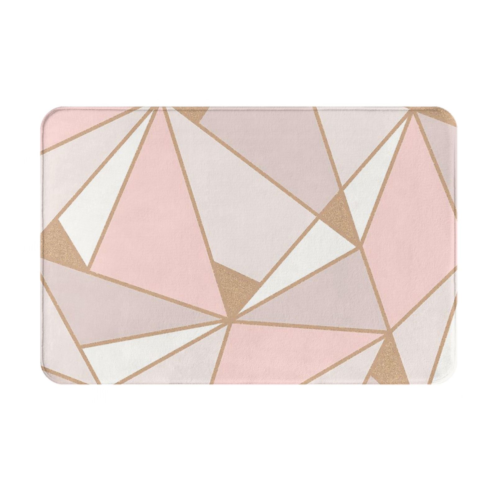 Geometric Wallpaper Rose Gold Doormat Bath Mat NonSlip Floor Mat