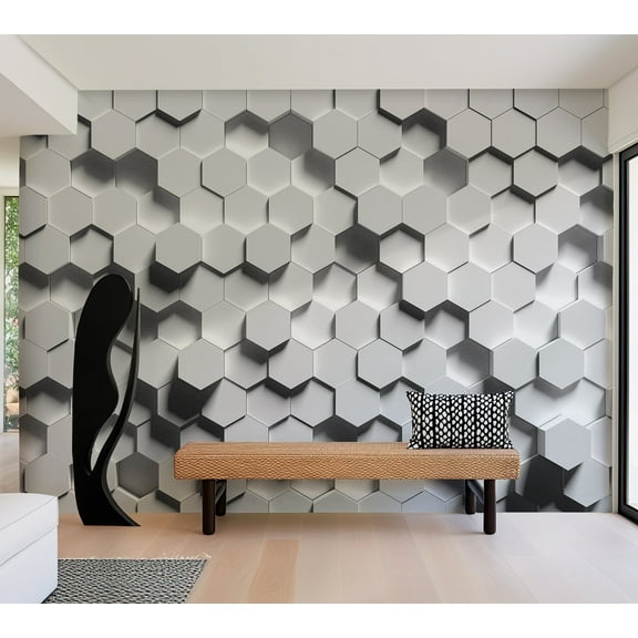Geometric Wallpaper Wall Mural - Hexagon Pattern