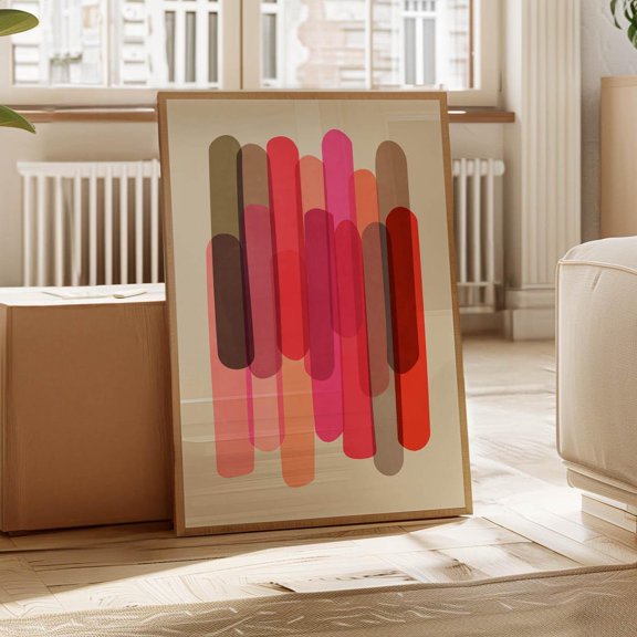 Geometric Warm Blush Red Shapes Cream Studio Wall Decor