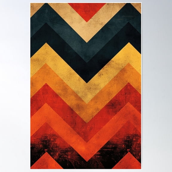 Geometric Warmth: Vibrant Chevron Design Poster Wall Art, Modern Wall Decor For Living Room Bedroom, 24x36 UNFRAMED