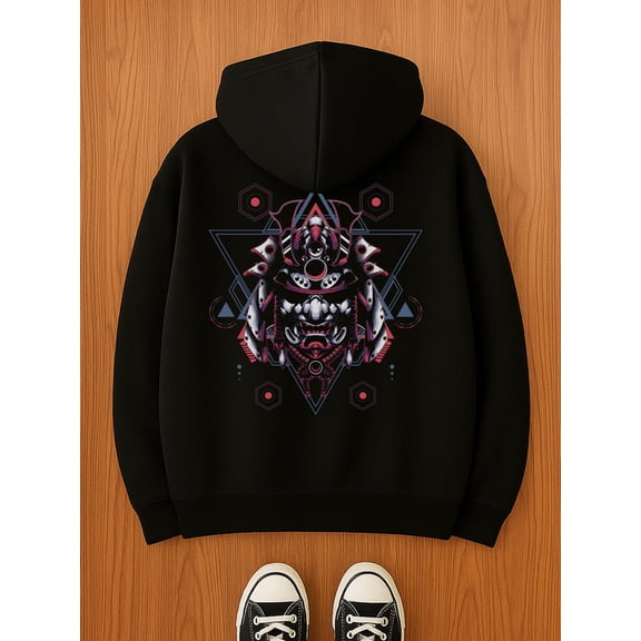 Geometric Warrior hoodies & sweatshirt Veteran mens funny hoodies black autumn and winter season winter aesthetic winter comfortable graphic gift for dad army Retro Unisex hoodie