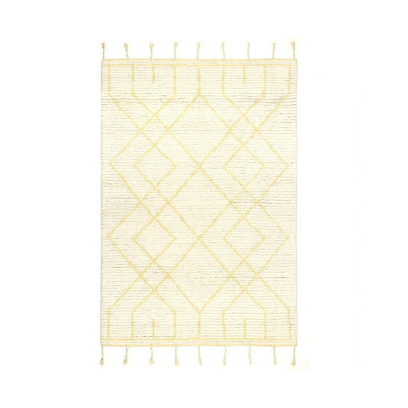 Geometric Washable Cotton Bath Rug Yellow, Elias