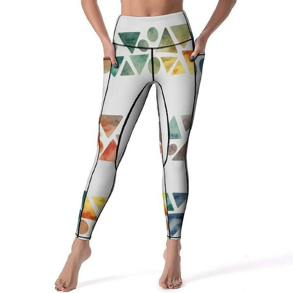 Geometric Watercolor Pattern Design Leggings Legging Gym Gym Pants Gym Clothing Womens Leggings