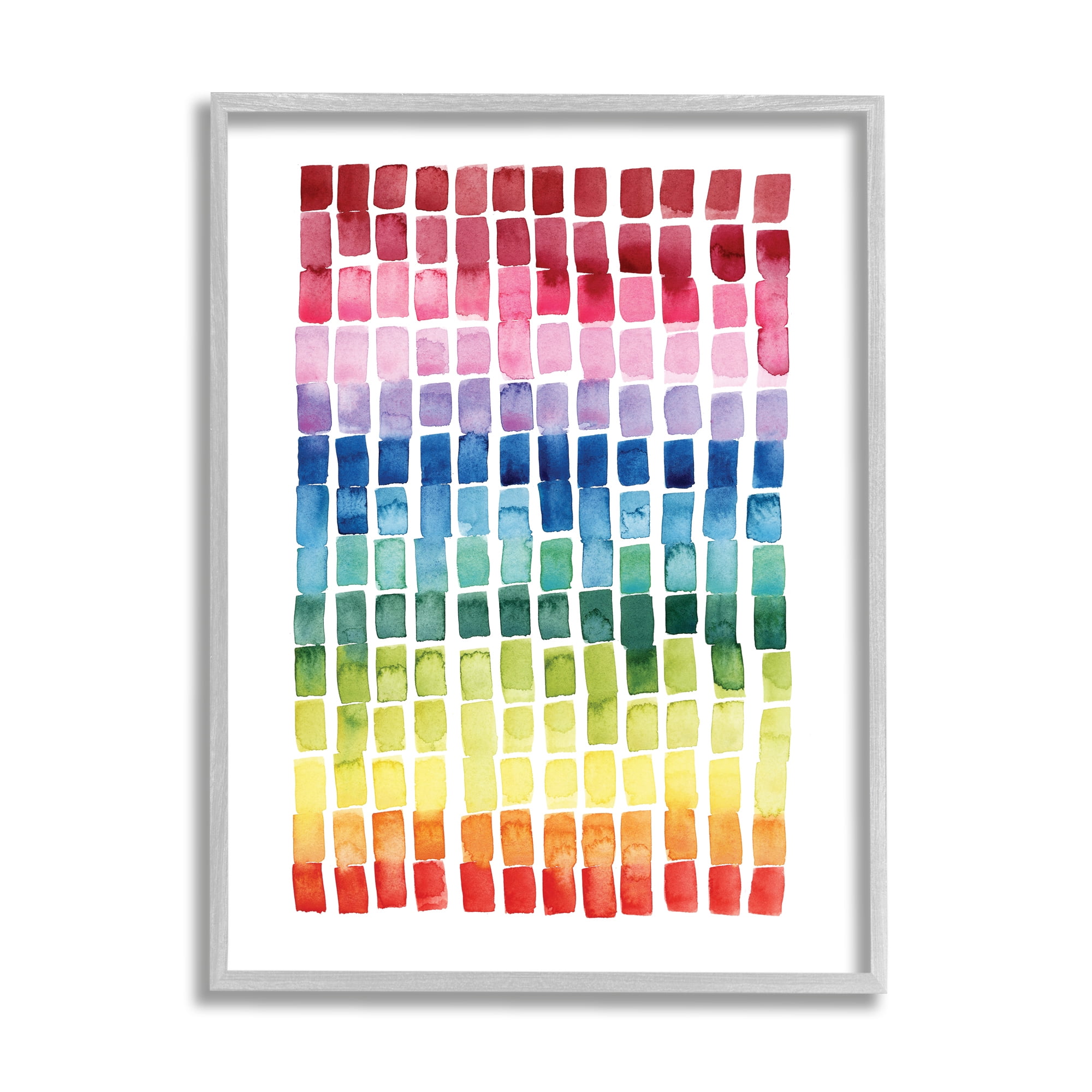 Geometric Watercolor Rainbow Tiles Over 11 in x 14 in Framed Painting Art Print, by Stupell Home Décor