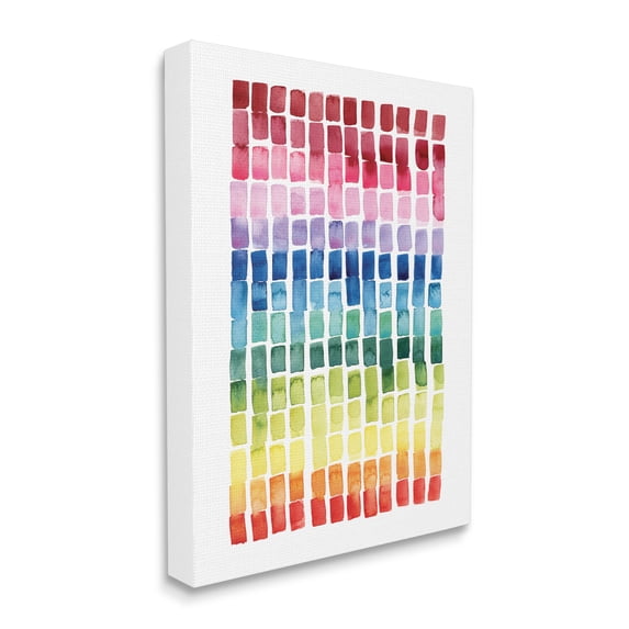 Stupell Industries Geometric Watercolor Rainbow Tiles over White,24 x 30,Designed by Grace Popp