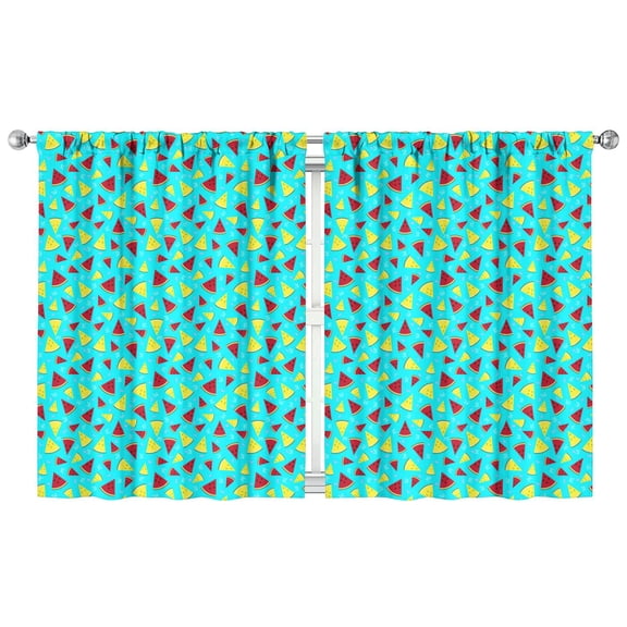 Geometric Watermelon Kitchen Curtains 2 Pack, 42x54 Inch Summer Tier Curtains, Watermelon Lovers Rod Pocket Window Treatment Panels
