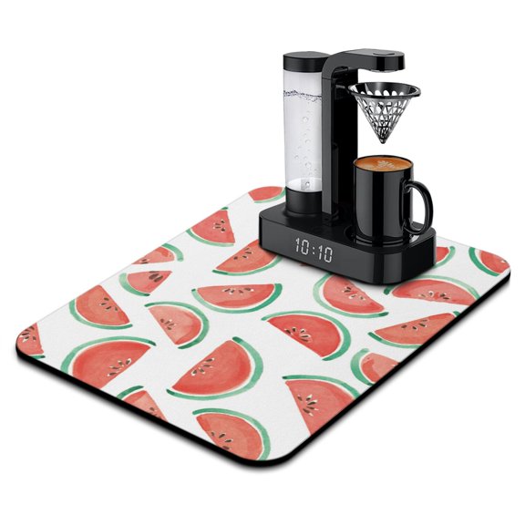 Geometric Watermelon Pattern Dish Drying Mat, Fresh Tropical Summer Fruit Lover Kitchen Mat