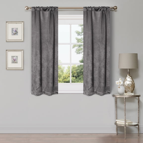 Geometric Wave Blackout Curtain Panels, 26" x 63", Silver by Blue Nile Mills