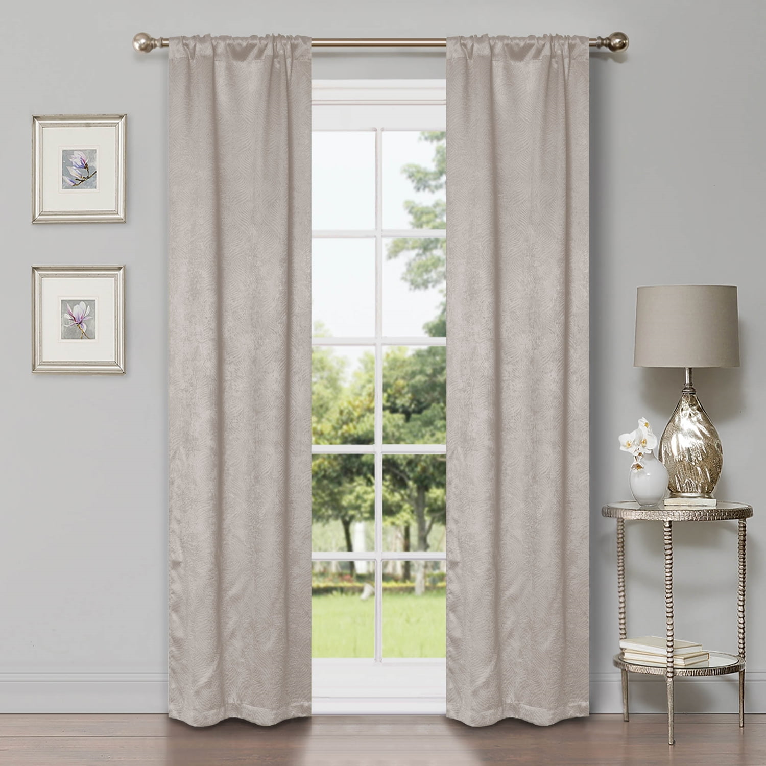 Geometric Wave Blackout Curtain Panels, 26" x 84", Ivory by Blue Nile Mills