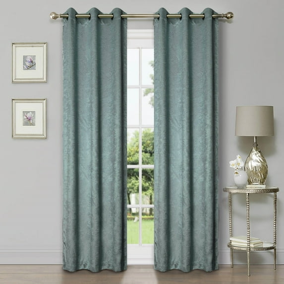 Geometric Wave Blackout Curtain Panels, 42" x 108", Teal by Blue Nile Mills