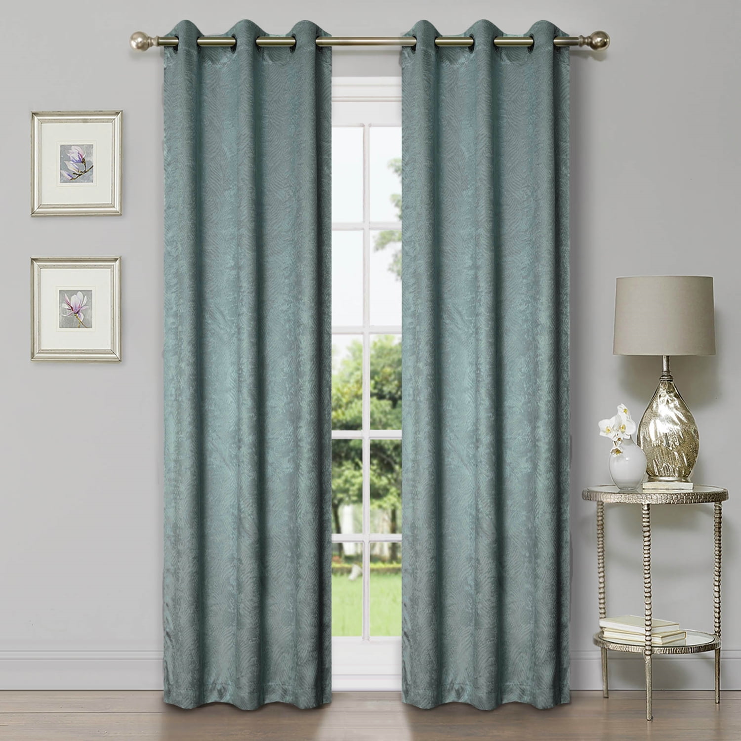 Geometric Wave Blackout Curtain Panels, 42" x 84", Teal by Blue Nile Mills