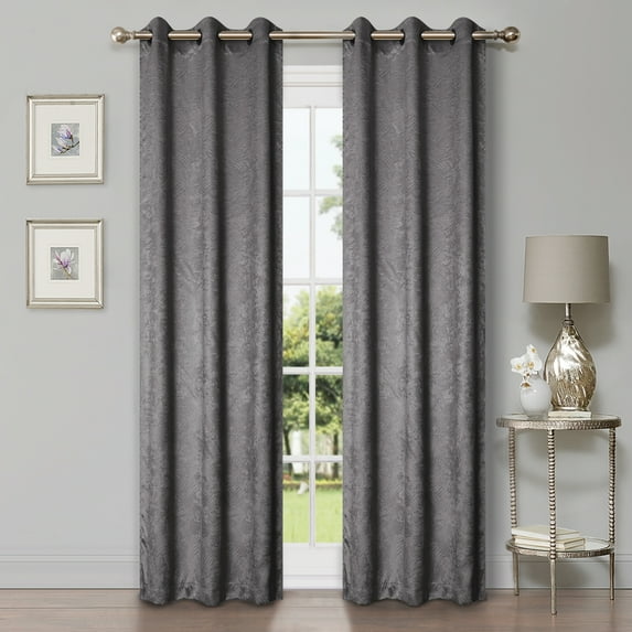 Geometric Wave Blackout Curtain Panels, 42" x 96", Silver by Blue Nile Mills