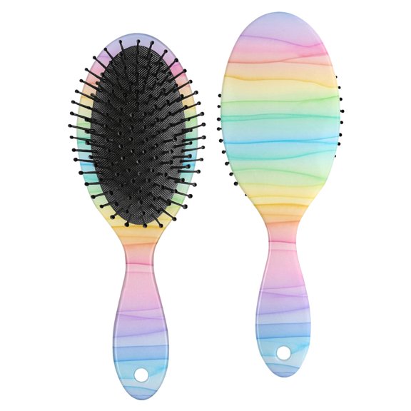 Geometric Wave Blue Pattern Brush, Detangling Hair Brush,Oval Paddle Hair Brush, PP Material Gifts for Holiday Birthday Gifts