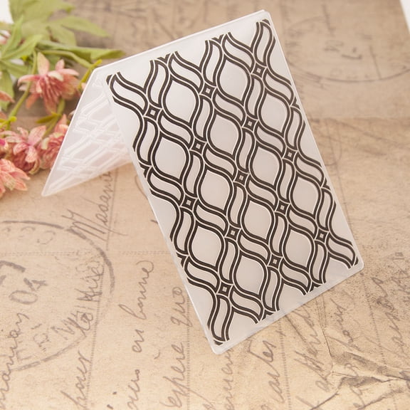 Geometric Wave Lattice 3D Embossing Folder, Ouginx 4.1x5.8 inch 3D Textured Plate Templates for Card Making Scrapbooking Paper Craft Tool