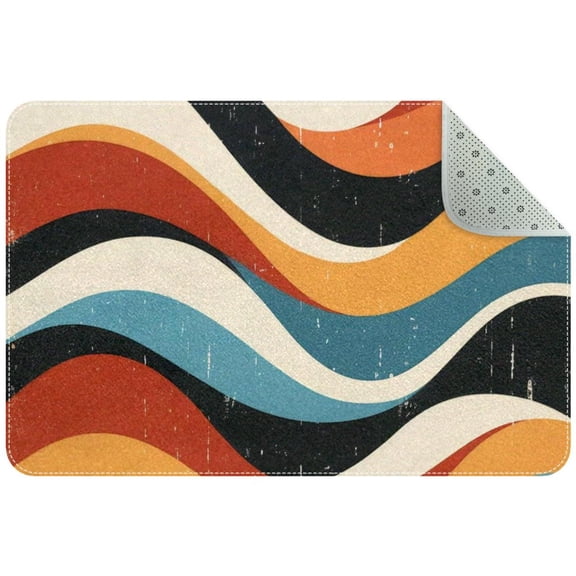 Geometric Wave Pattern Entryway Rug, 2x3 Area Rug Indoor Door Mat Non-slip Washable Floor Carpet Rug for Bedroom Office Dining Room Bathroom