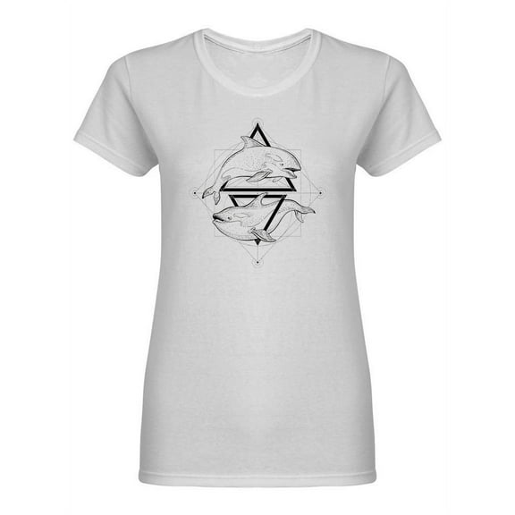 Geometric Whales Shaped T-Shirt Women -Image by Shutterstock, Female Small