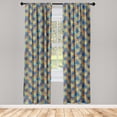 thumbnail image 1 of Geometric Window Curtains, Grunge Style Illustrated Abstract Shape Patterns With Stripes Print, Lightweight Decor 2-Panel Set with Rod Pocket, Pair of - 28"x84", Marigold and Sky Blue, by Ambesonne, 1 of 3