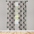 thumbnail image 1 of Geometric Window Curtains, Modern Style Designed Square Pattern With Golden Tone Stripes Print, Lightweight Decor 2-Panel Set with Rod Pocket, Pair of - 28"x84", Charcoal Grey Pale Grey, by Ambesonne, 1 of 3