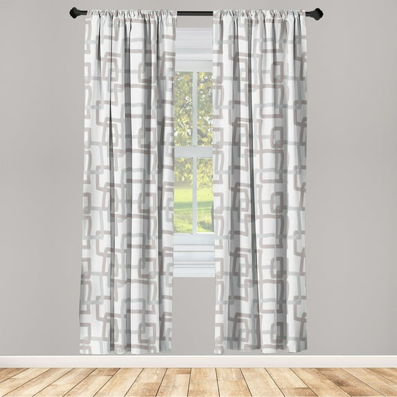 Geometric Window Curtains, Simple Design Abstract Art Modern Lines Labyrinth Style Soft Tones Artwork, Lightweight Decor 2-Panel Set with Rod Pocket, Pair of - 28"x95", Pale Purpleblue, by Ambesonne