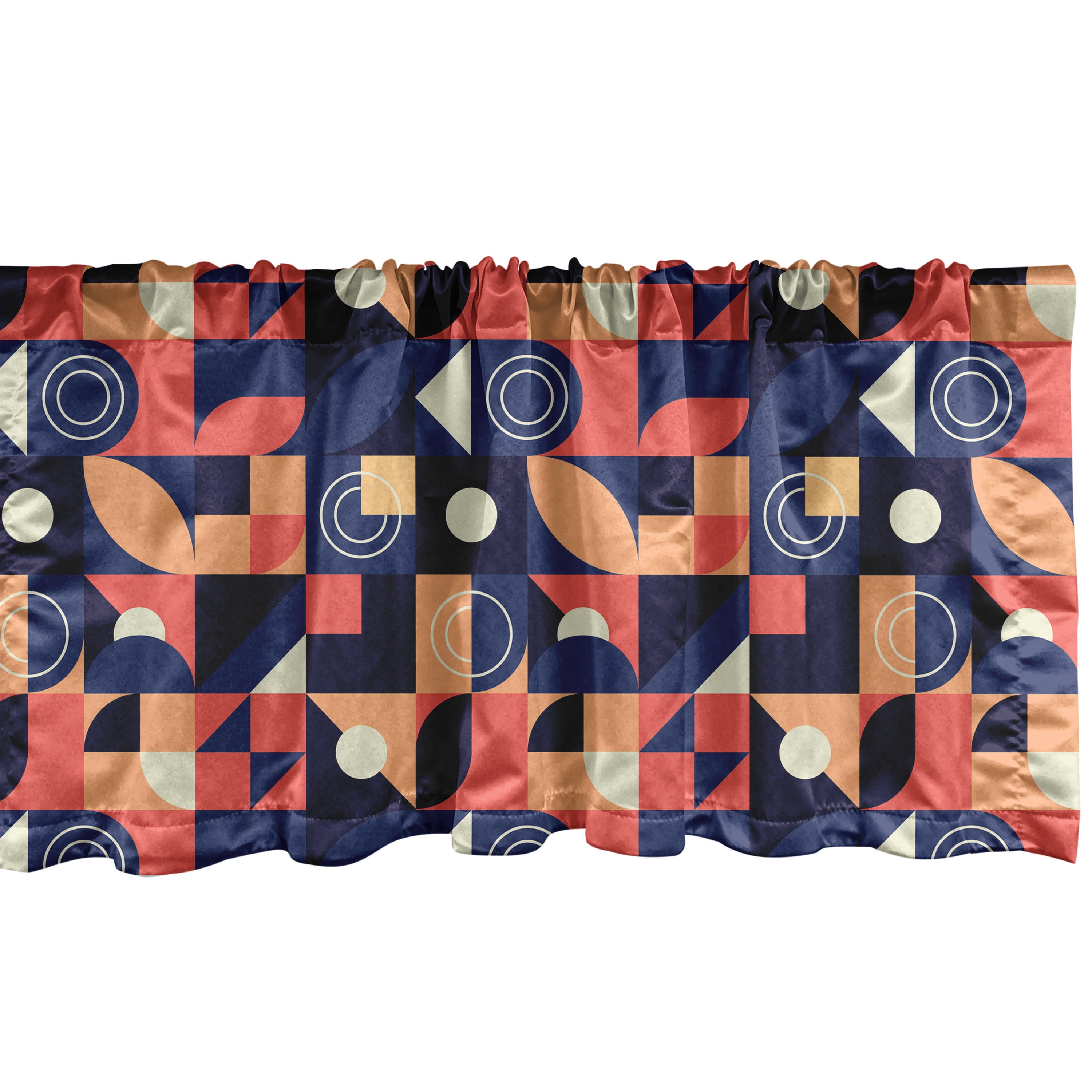 Window Square Valance Geometric Window Valance, Abstract Style Designed Square and Hemicircle ...