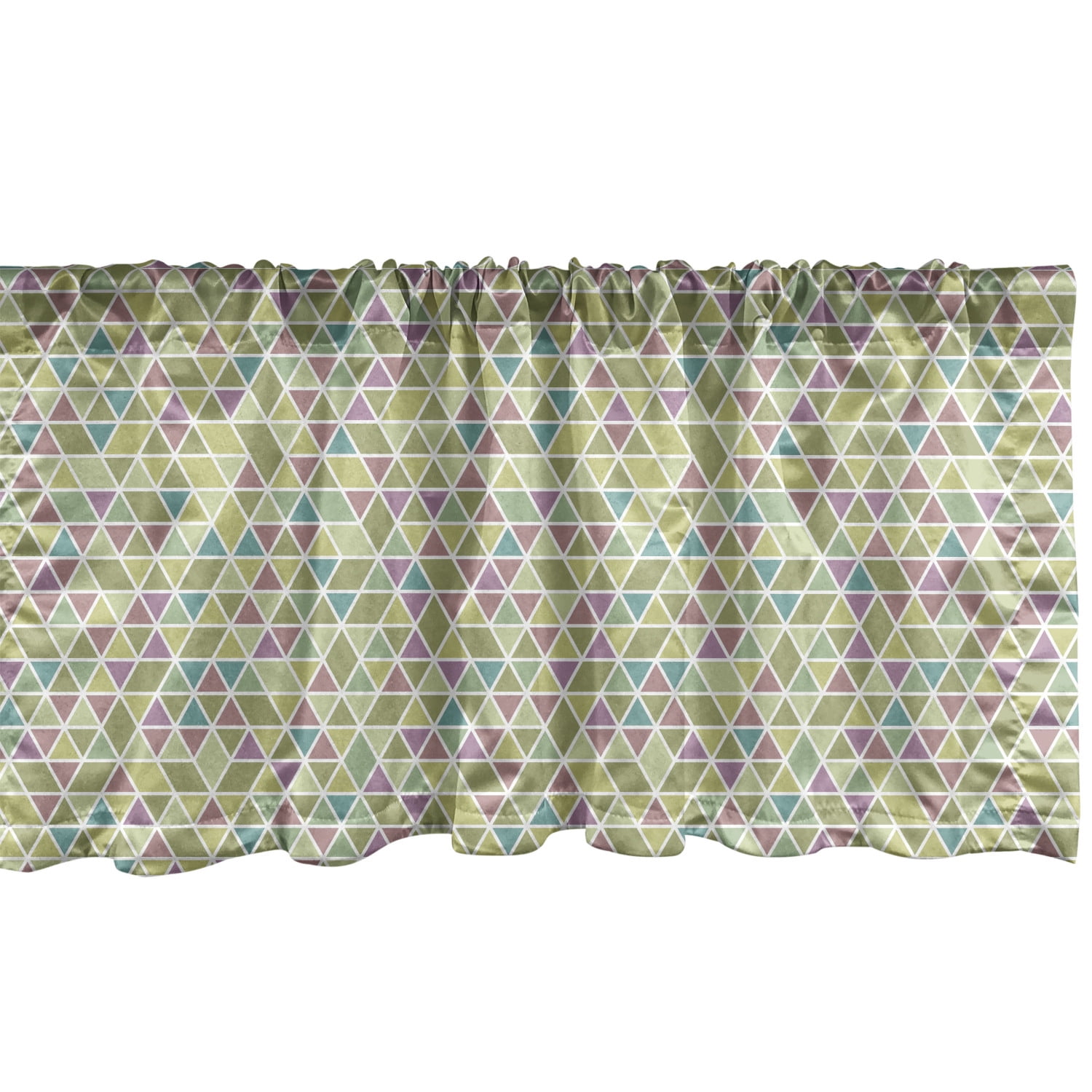 Geometric Window Valance, Colorful Triangles Separated with White