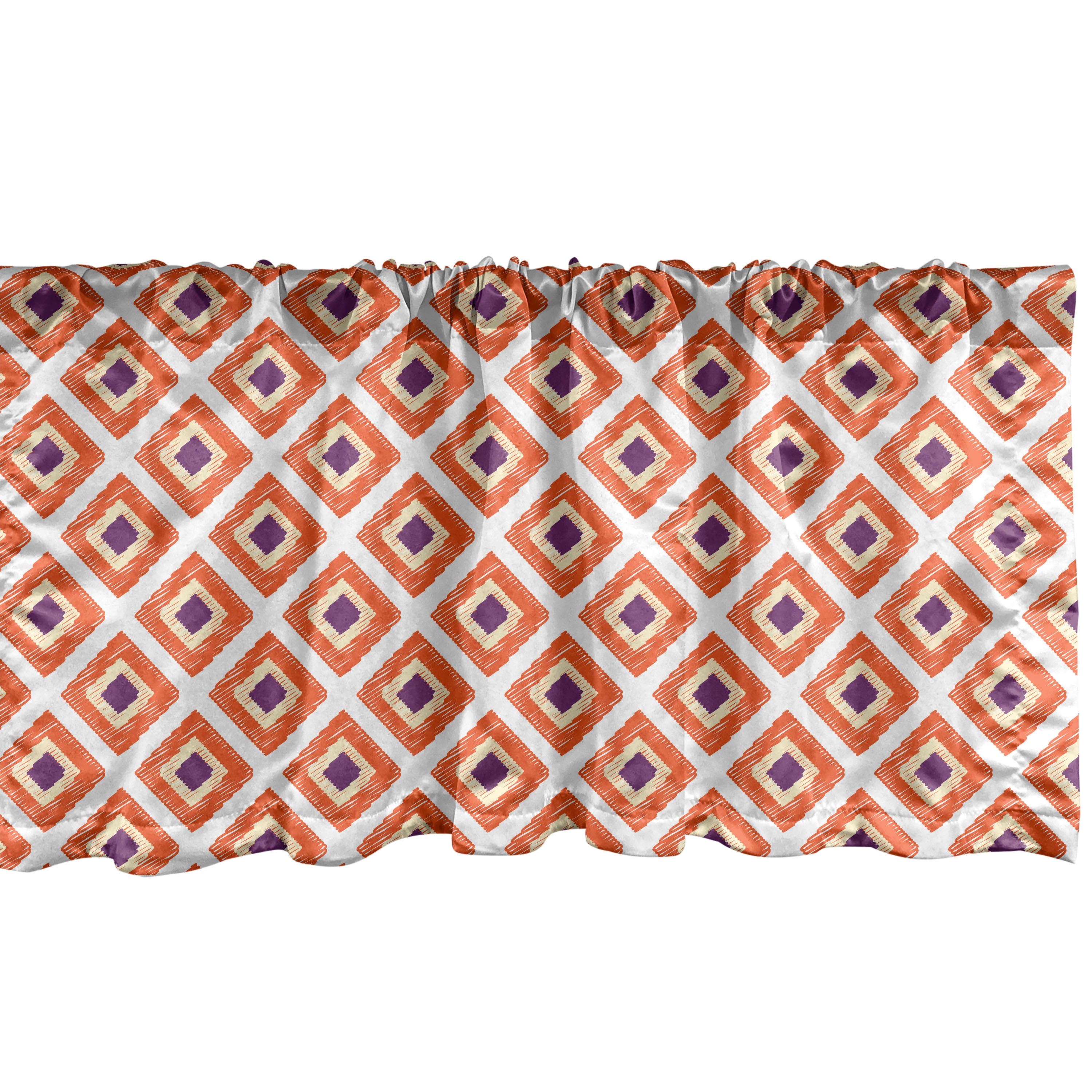 Window Square Valance Geometric Window Valance, Hand Drawn Hatched Painted Diagonal Nested ...