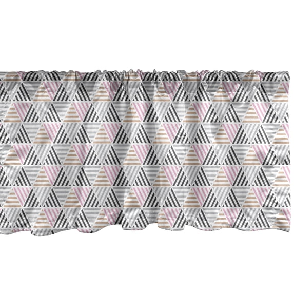 Geometric Window Valance, Modern Abstract Triangles with Stripe, Curtain Valance for Kitchen Bedroom Decor with Rod Pocket, 54" X 18", Multicolor, by Ambesonne
