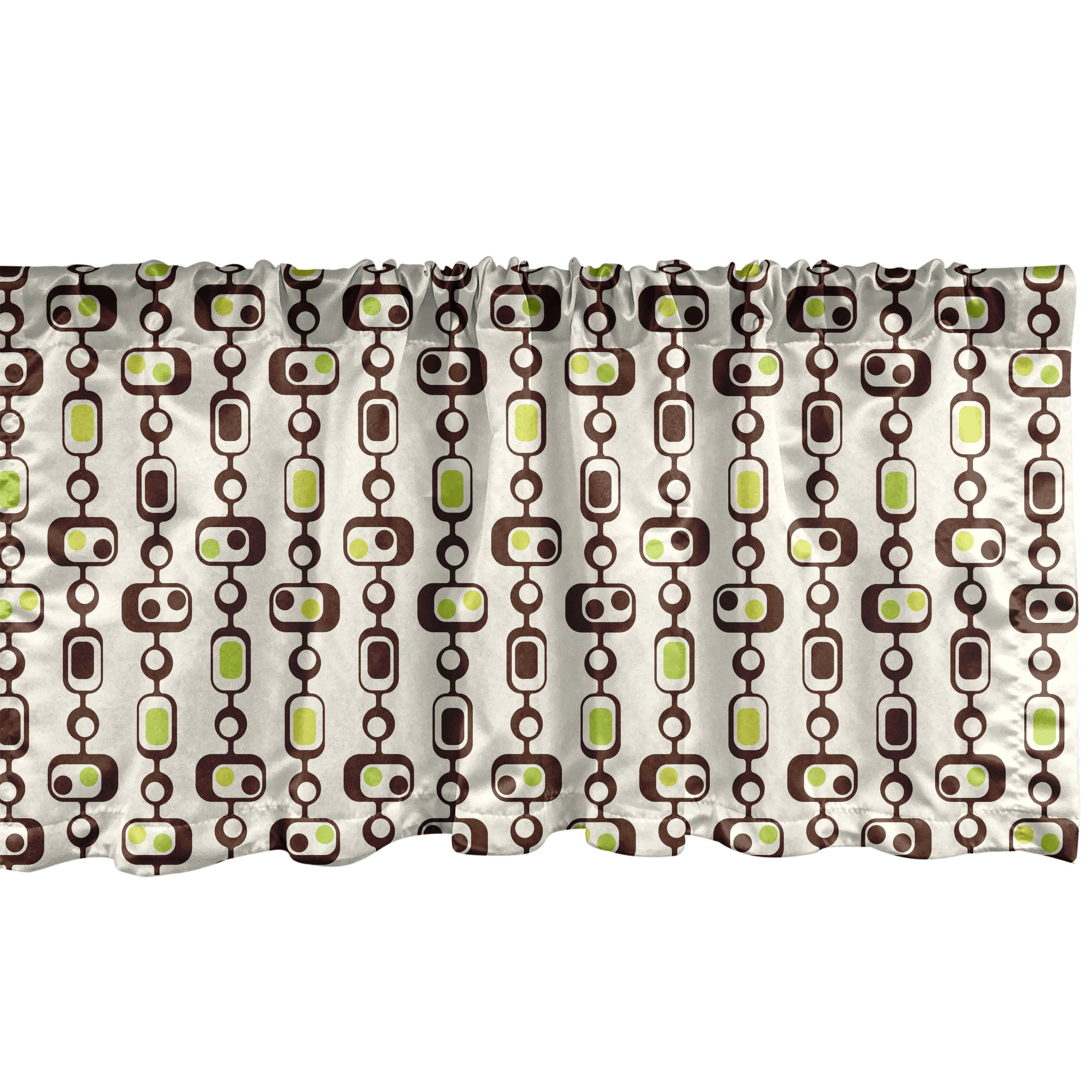 Geometric Window Valance, Old Fashioned Retro Circles and Rectangles