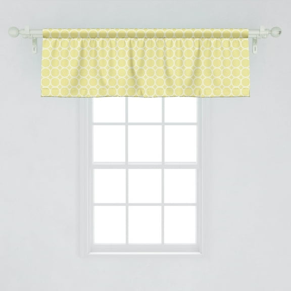 Ambesonne Geometric Valance Pack of 2, Pastel Circular Shapes, 54"X18", Pale Yellow and White