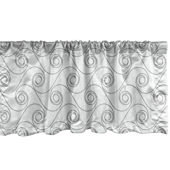Ambesonne Geometric Valance Pack of 2, Spiralling Rounded Shapes, 42"X12", Grey and Coconut